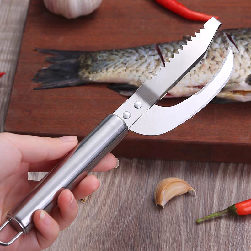 🍲🐟【Ponuka 2 kusov】Viacúčelový nôž z nehrdzavejúcej ocele na efektívne zoškrabovanie rybích šupín