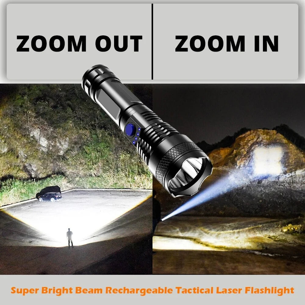 🔥 50 % ZĽAVA 🔥 - vysokosvietivá LED nabíjateľná taktická laserová baterka 3792096
