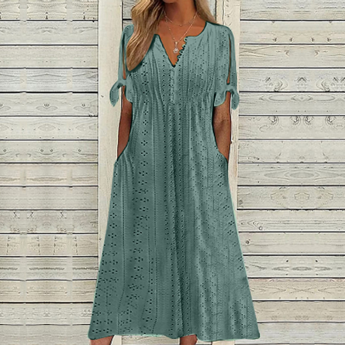 【🏆Hot Product】👗Jednoduché a krásne jednofarebné šaty 3916532