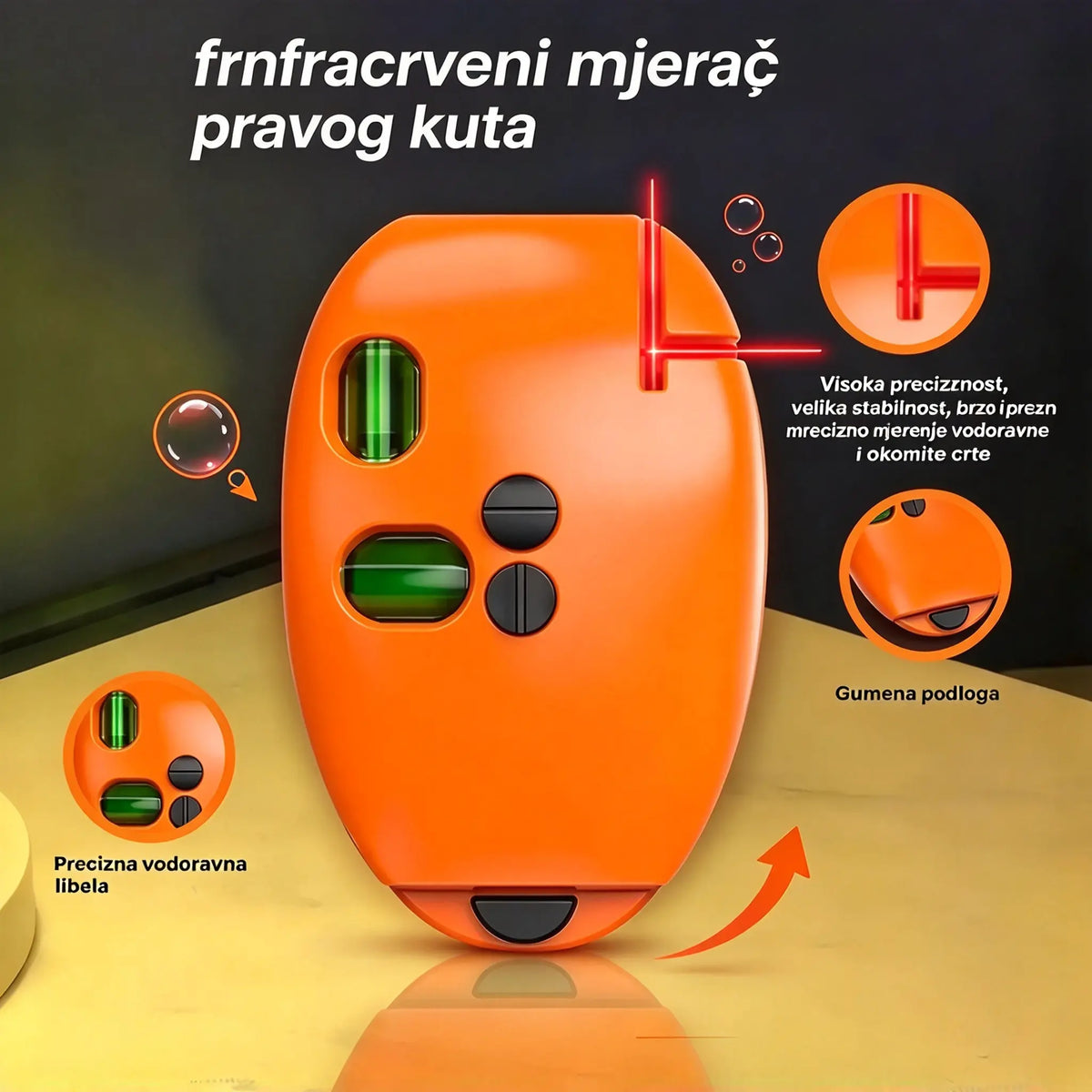 🔴Dvostrani laserski nivel za pravi kut: brzo i precizno poravnanje bez potrebe za linijom za crtanje