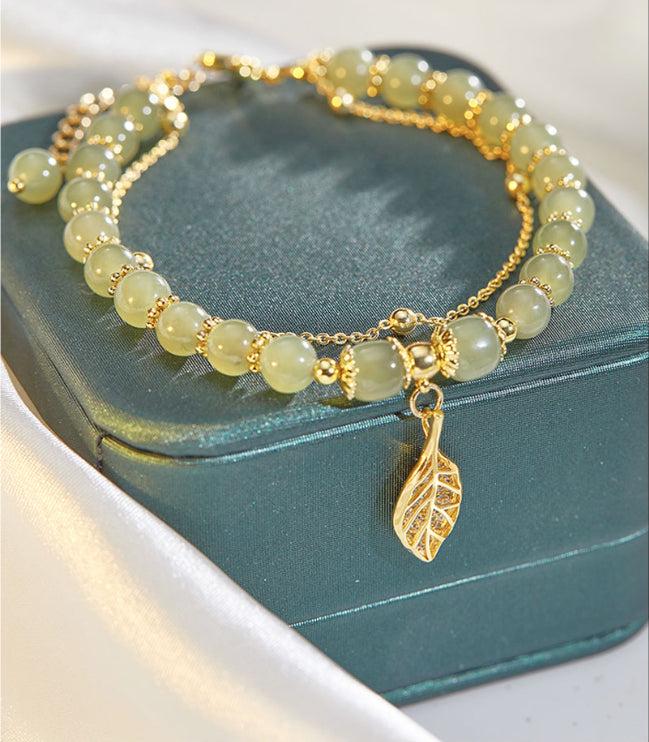 ✨【Compra uno, llévate otro gratis】2 nuevas pulseras de oro de 14k y jade hetiano