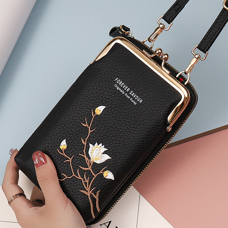 🔥Ponuka posledného dňa - zľava 49 %👜 Cartera cruzada para mujer en piel de vacuno con bordado y correa para el hombro 2025🎁