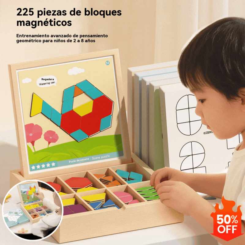 👶🌈🧩【225 piezas】🔥Juguete de rompecabezas tangram de madera magnético, entrenamiento cerebral y juguete educativo para niños, estimula el pensamiento