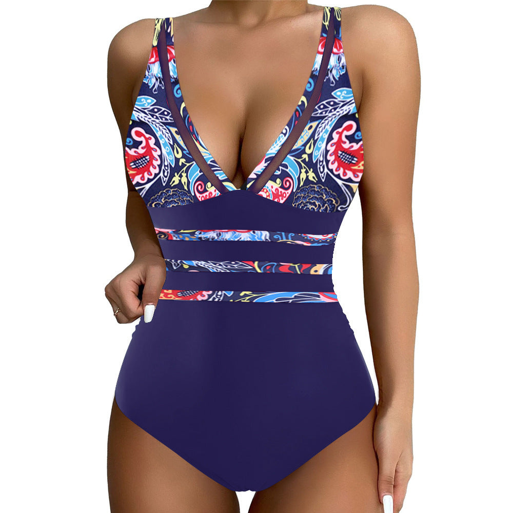 🩱✨【Nová ponuka produktov】🤩2025 Nové sexi sieťované jednodielne plavky módne s potlačou jednodielne bikiny