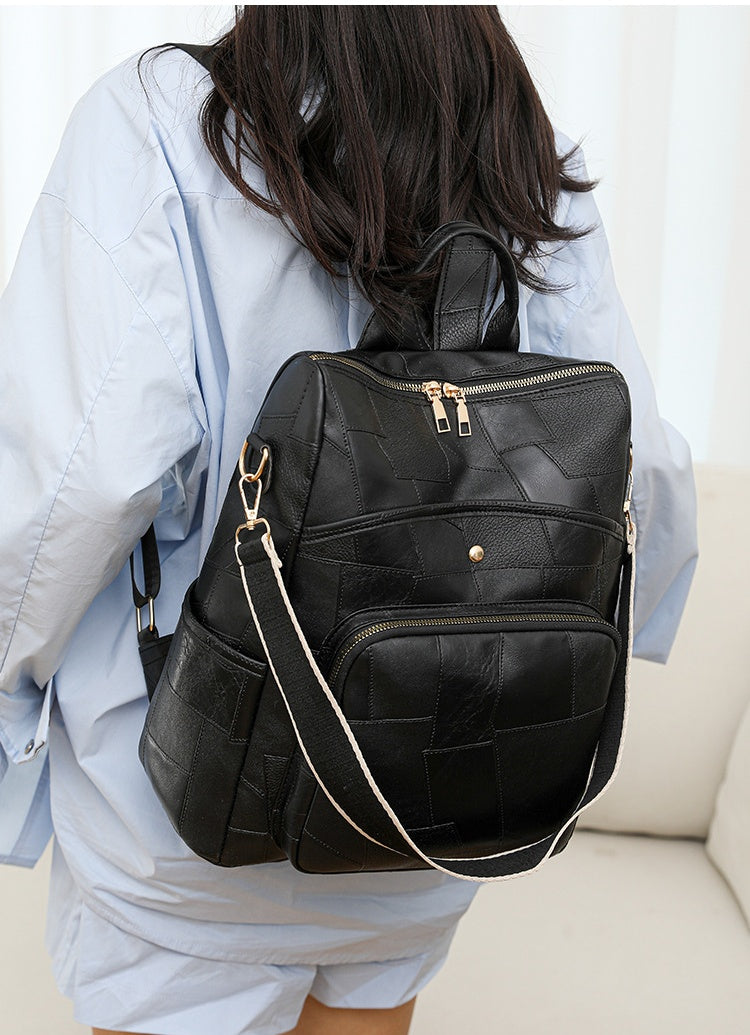 👛Reducere🌟Rucsac nou din piele, cu capacitate mare și design în carouri