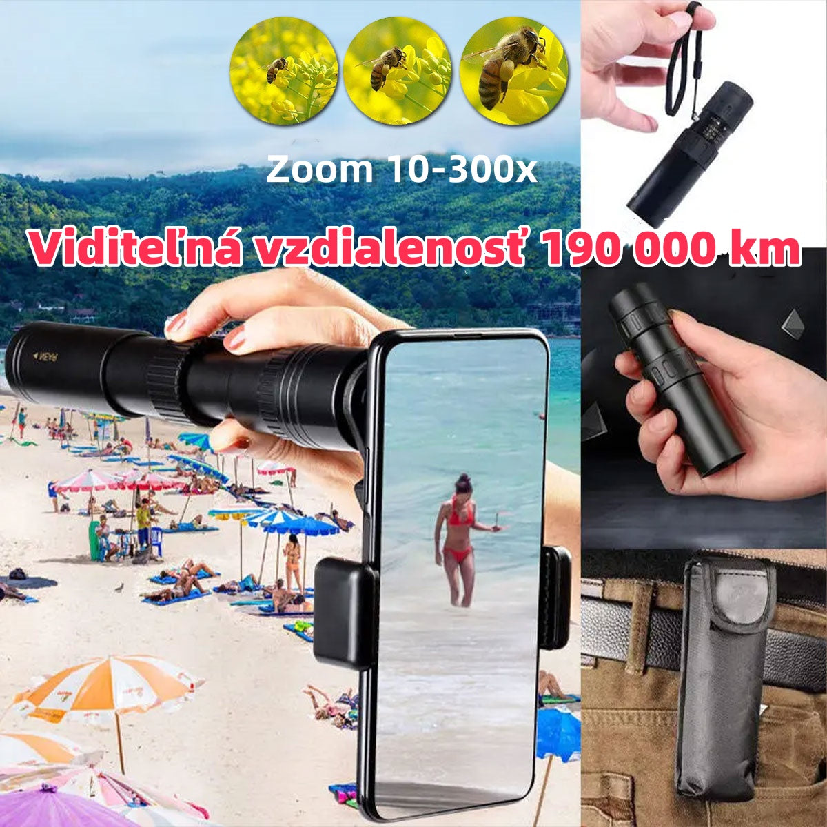 🔥🔥Vysoká kvalita, ultra nízka cena🔥 HD teleskop, 10 až 300-násobné priblíženie, prenosný monokulárny ďalekohľad 3735059