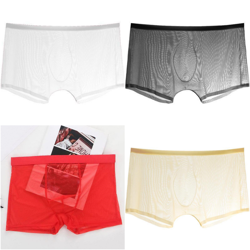 😍【Pachet de 8】Boxeri subțiri din plasă de mătase glacială, respirabili și sexy