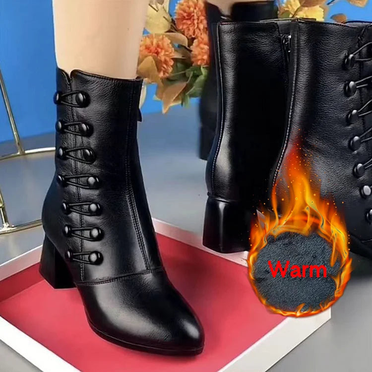 【35-42】Predávame 🔥Dámske zateplené kožené členkové topánky s bočnou prackou 3781942