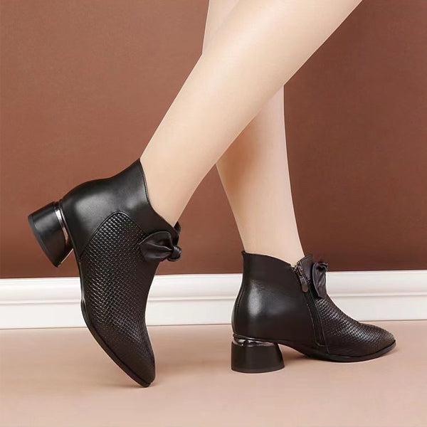 👠【35-40】Ghițe de damă cu talpă groasă, din piele, stil retro, toamna și iarna 2025