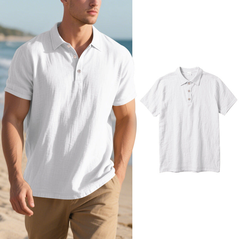 🔥【S-3XL】-30% OFF🌞Polo informal de lino de manga corta y corte holgado con cuello para hombre 2026
