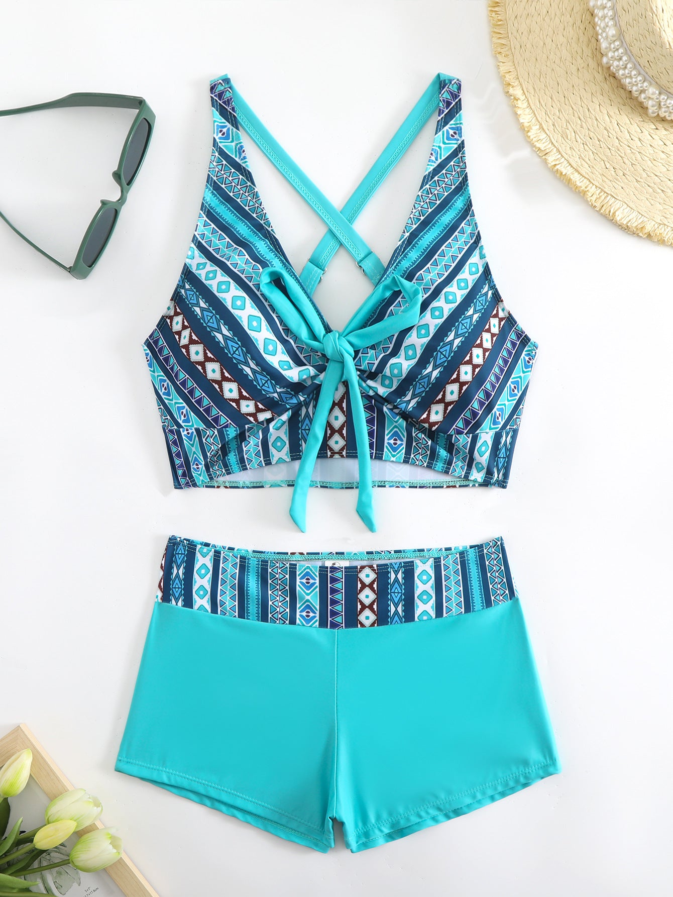 🏊👙【Kúp 1 a 1 dostaneš zadarmo】【S-5XL】🌴 Letné nové elegantné veľké plavky s potlačou, rýchloschnúce dvojdielne plavky