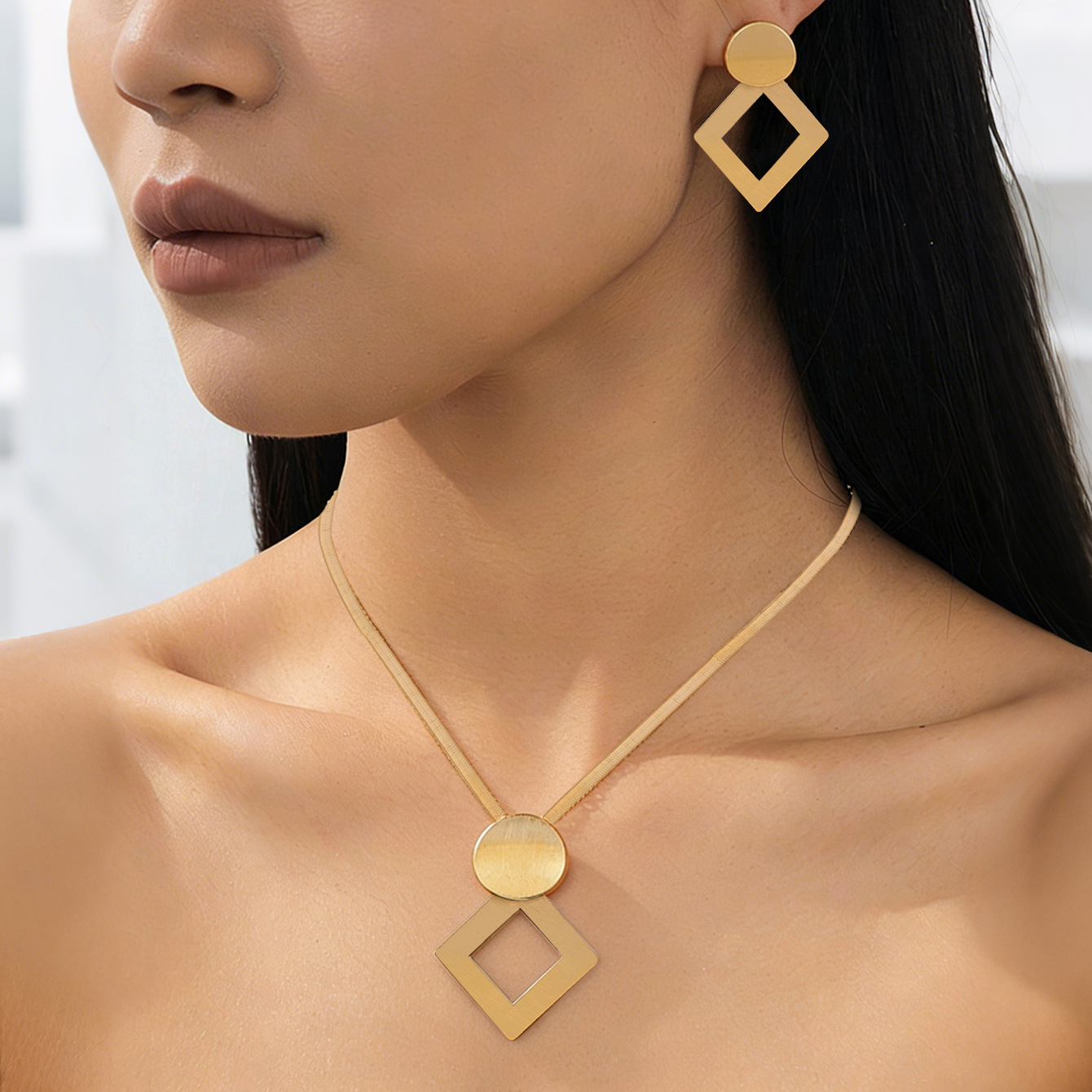 💎 Conjunto de collar y pendientes moderno y elegante ✨ Elegante y clásico, ideal para el día a día y fiestas