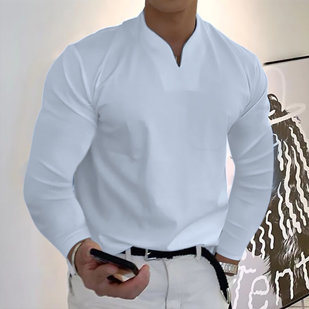 🔥🔥 【S-5XL】 Nové pánske elastické bavlnené tričko s výstrihom do V