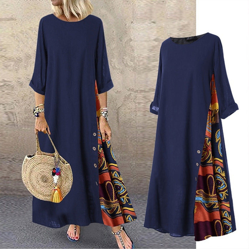 🌾【Ofertă specială】💕💕【M-5XL】 Rochie retro de vară nouă din in - moale și confortabilă la atingere