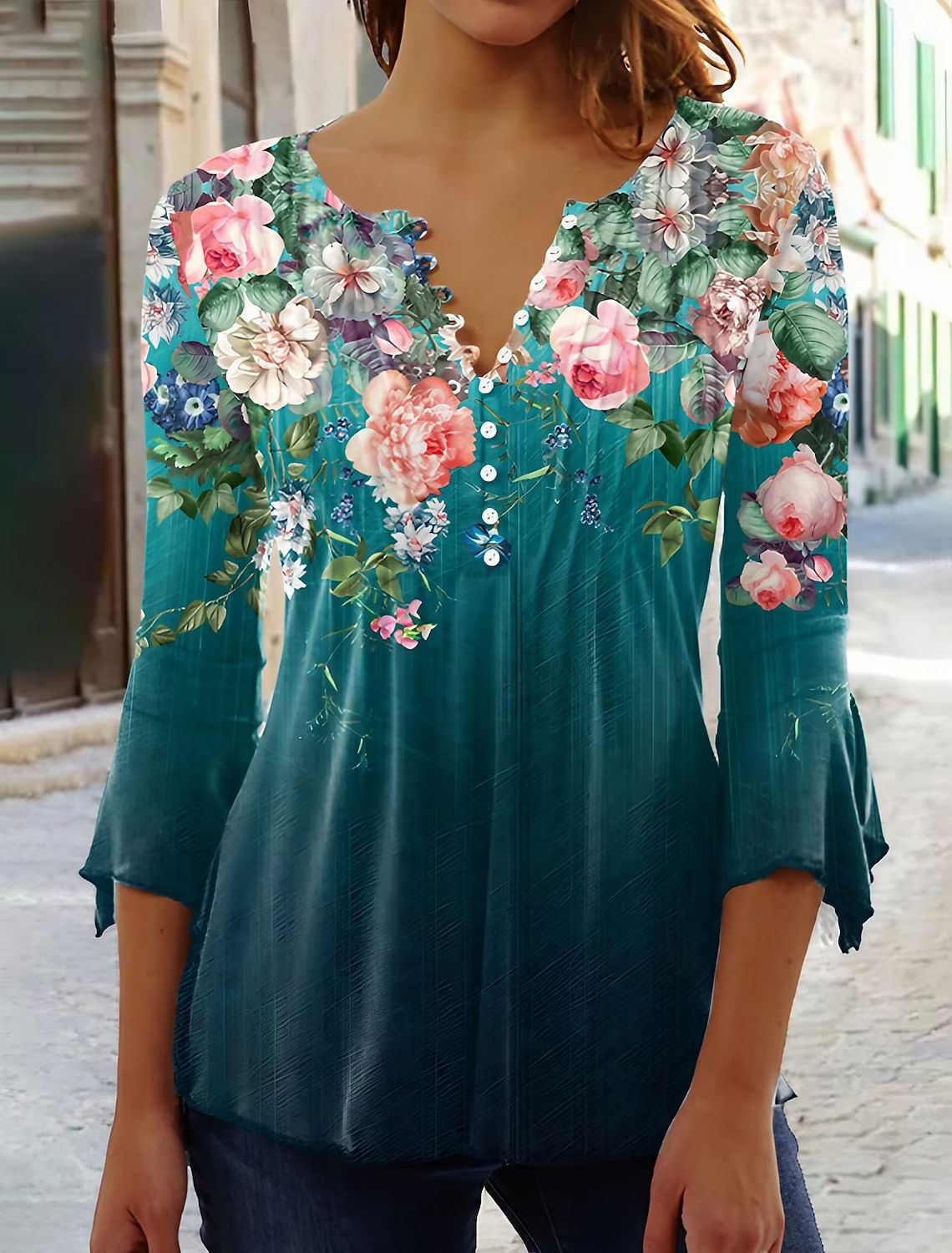🎉Sorpresa 🎉【Oferta por tiempo limitado】 Camiseta de cuello en V de moda para mujer 【S-5XL】
