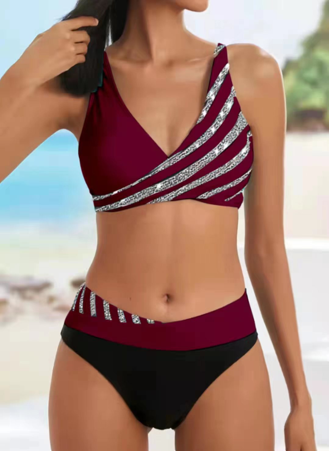 👙【Cumpără 1, primești 1 gratuit】👙Set de costume de baie cu imprimeu pentru femei, nou, 2025