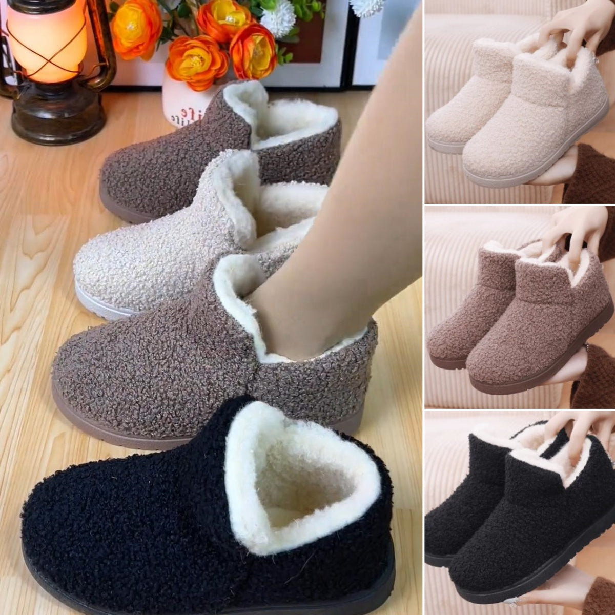 ⛄️【35-41】 Nové módne vlnené, zamatovo ploché teplé snehule