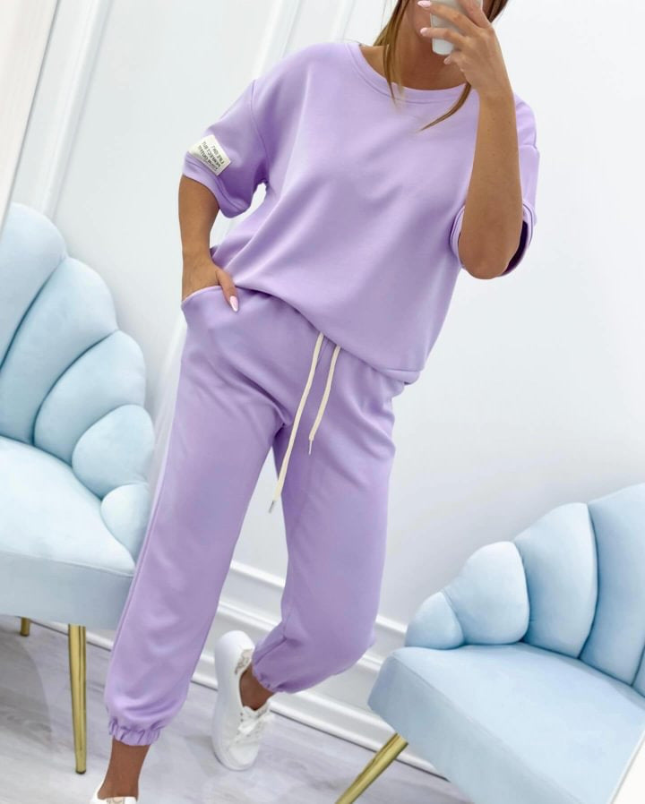 ⏳ ¡Oferta por tiempo limitado! ⏰ Conjunto casual para mujer de top liso y pantalón