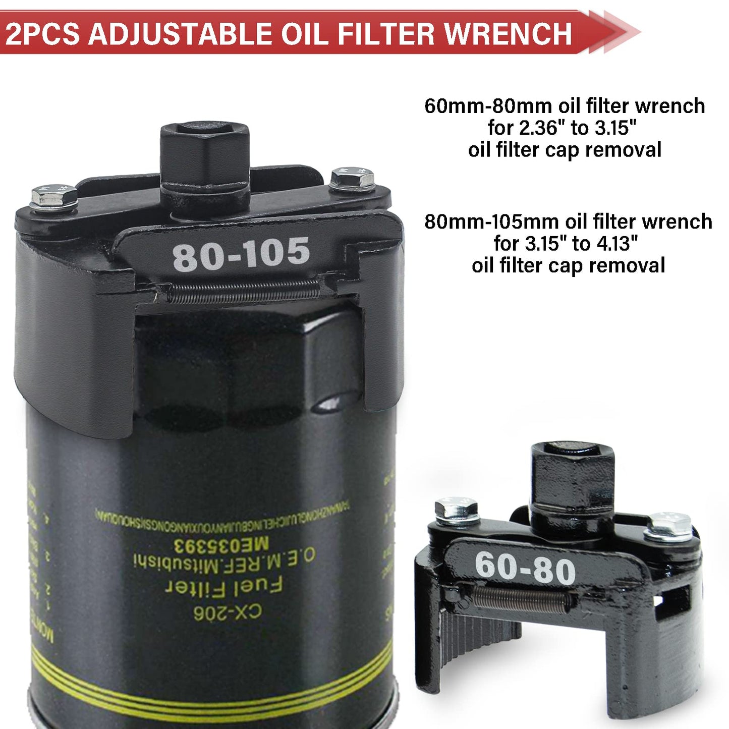 🔥【60-80 mm】🚗 Nastavitelný klíč ve tvaru U pro demontáž automobilových filtrů