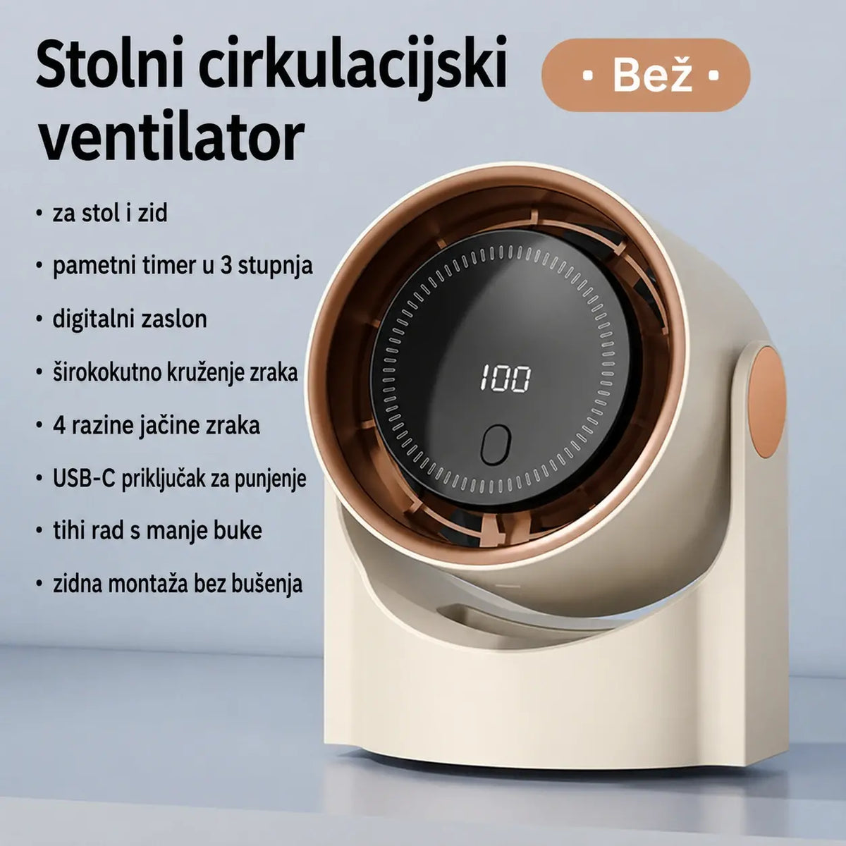 🧊🍃 Novi stolni turbinski ventilator bez lopatica (mogućnost montaže na zid)