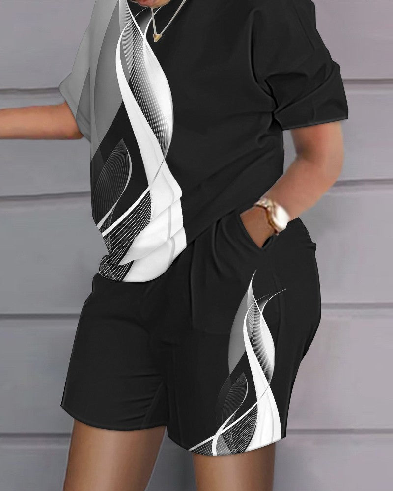 😍neformálny oblek v štýle hip-hopu (top + šortky) 3710140