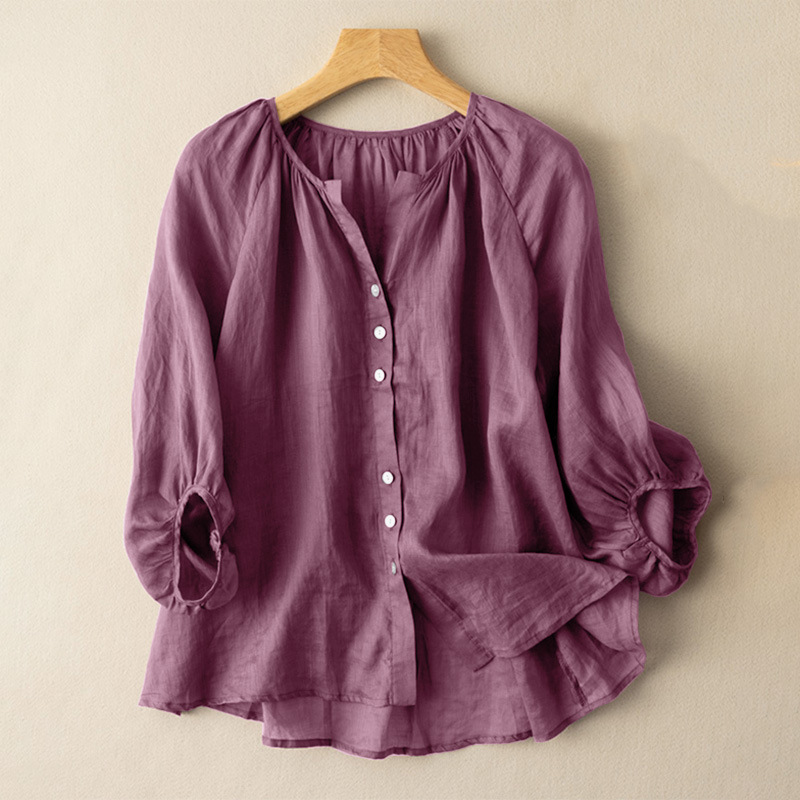 【S-5XL】Blusa de Mujer Suelta con Botones – Cintura Estilizada y Máximo Confort