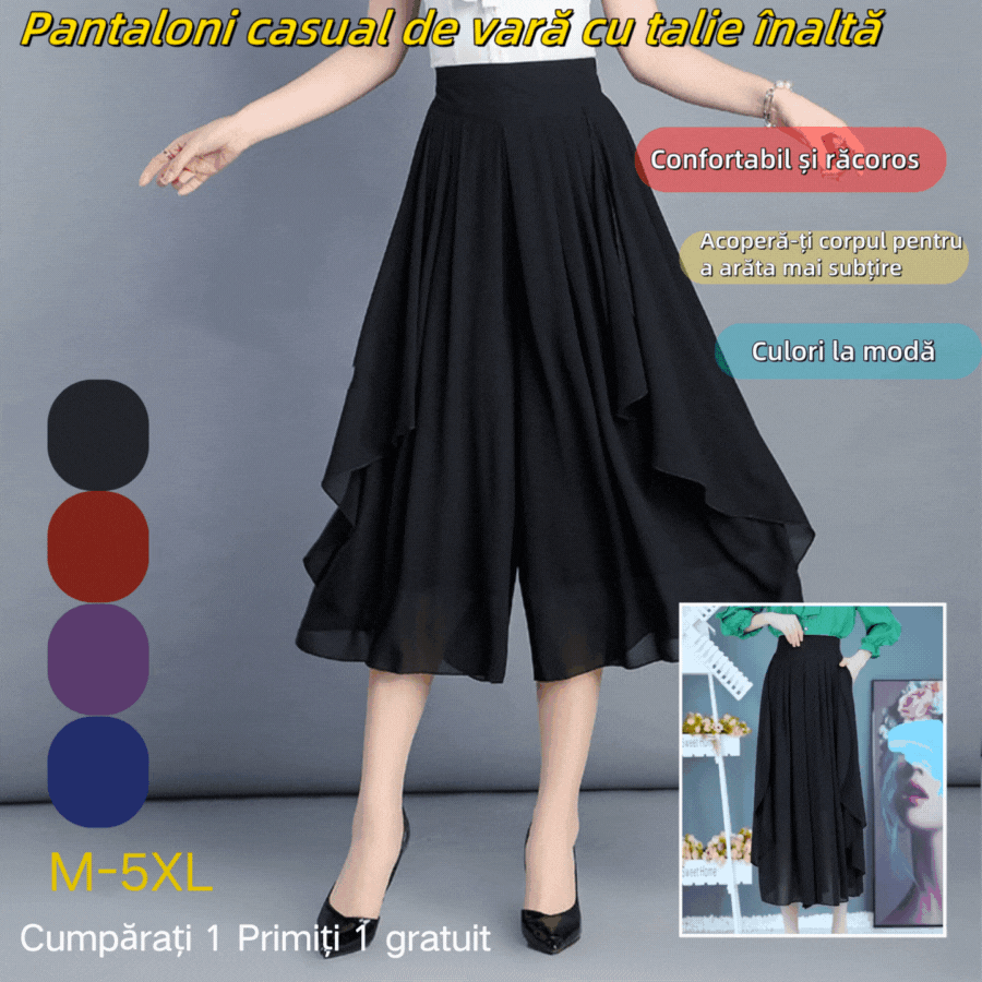 🔥🔥【52-115KG】2025 New Fashion Ice Silk Pantaloni din șifon subțiri cu talie înaltă