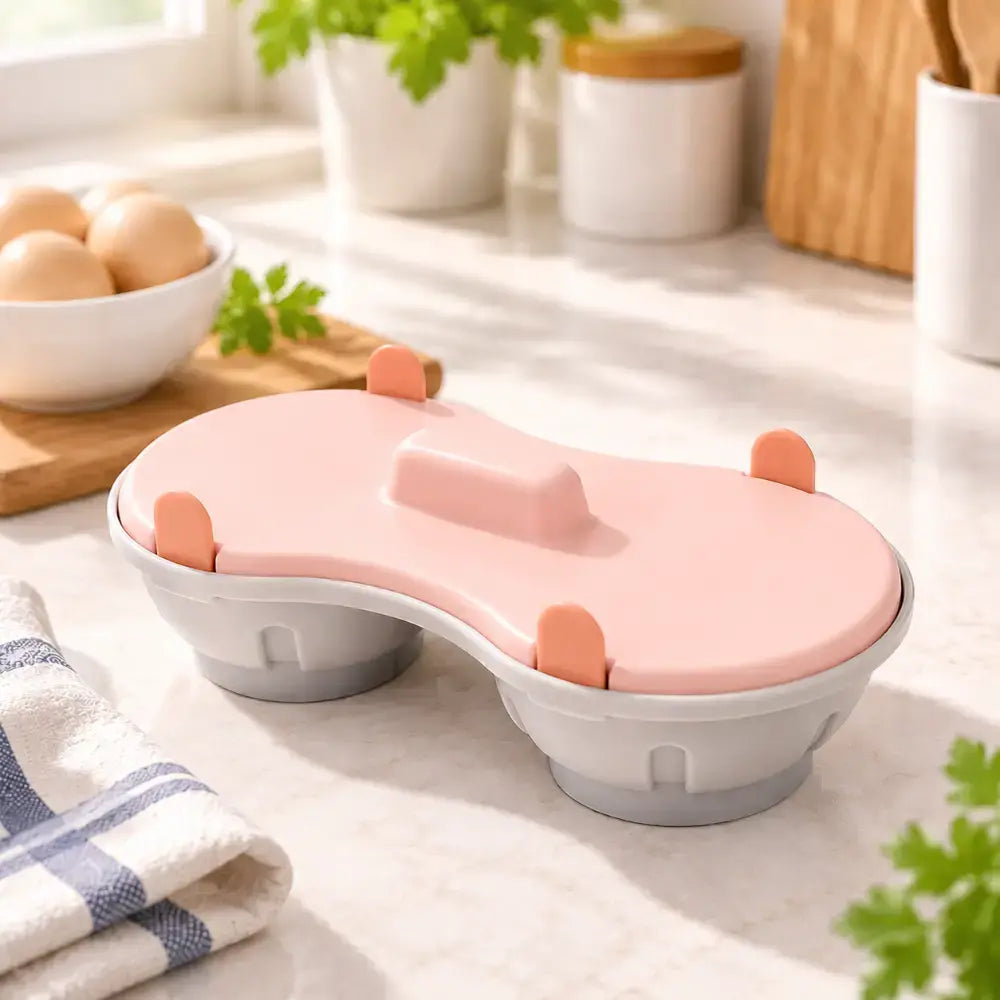 🥚✨ Cocedor de Huevos para Microondas, Vaporera Rápida y Práctica con Tapa, Recipiente de Cocina sin BPA para Huevos Duros, Escalfados y Revueltos en Minutos 🍳