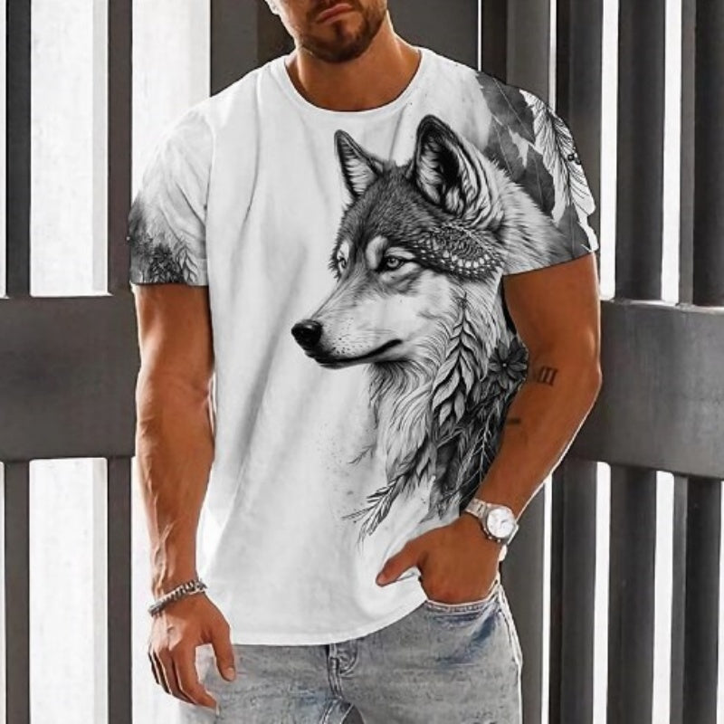 👕【2XS-6XL】🏆Letná novinka - pánske tričko s potlačou vlka - bavlna príjemná na pokožku, mäkká a priedušná