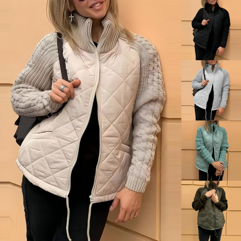 【S-3XL】🔥Jachetă tricotată cu model patchwork pentru femei
