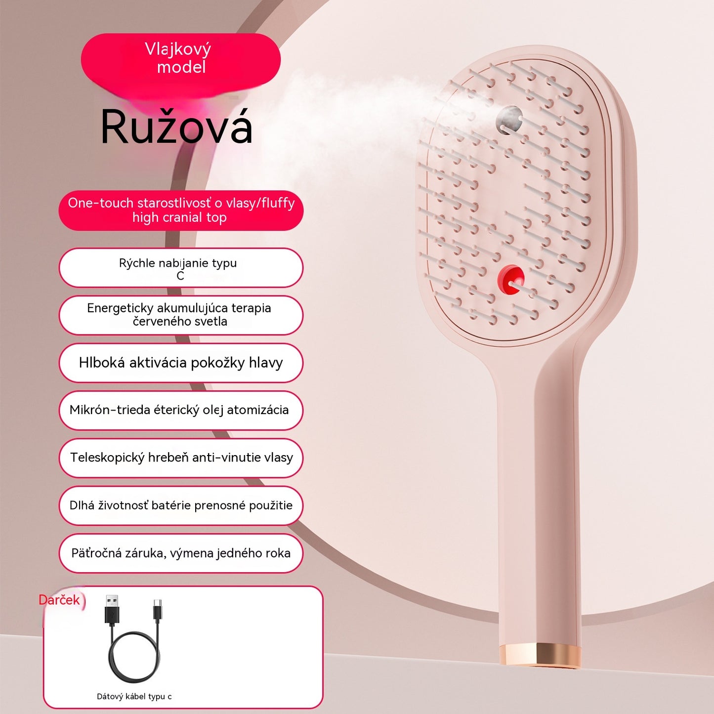💖💨Hrebeň s funkciou striekania jedným tlačidlom, ktorá účinne zabraňuje zamotávaniu vlasov.