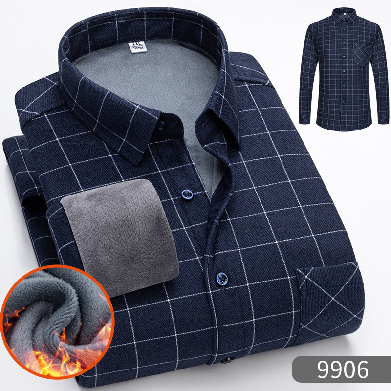 🔥【VENTA CALIENTE】🔥👔【L-5XL】 Camisa de negocios de manga larga cálida para otoño e invierno