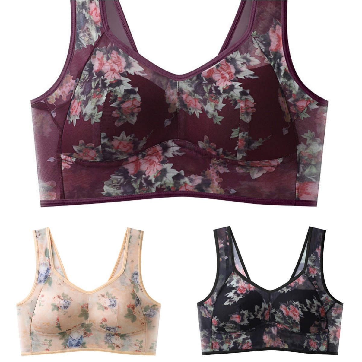 💥【Pachet de 3】Sutien push-up de înaltă calitate, sutien din mătase rece și confortabil