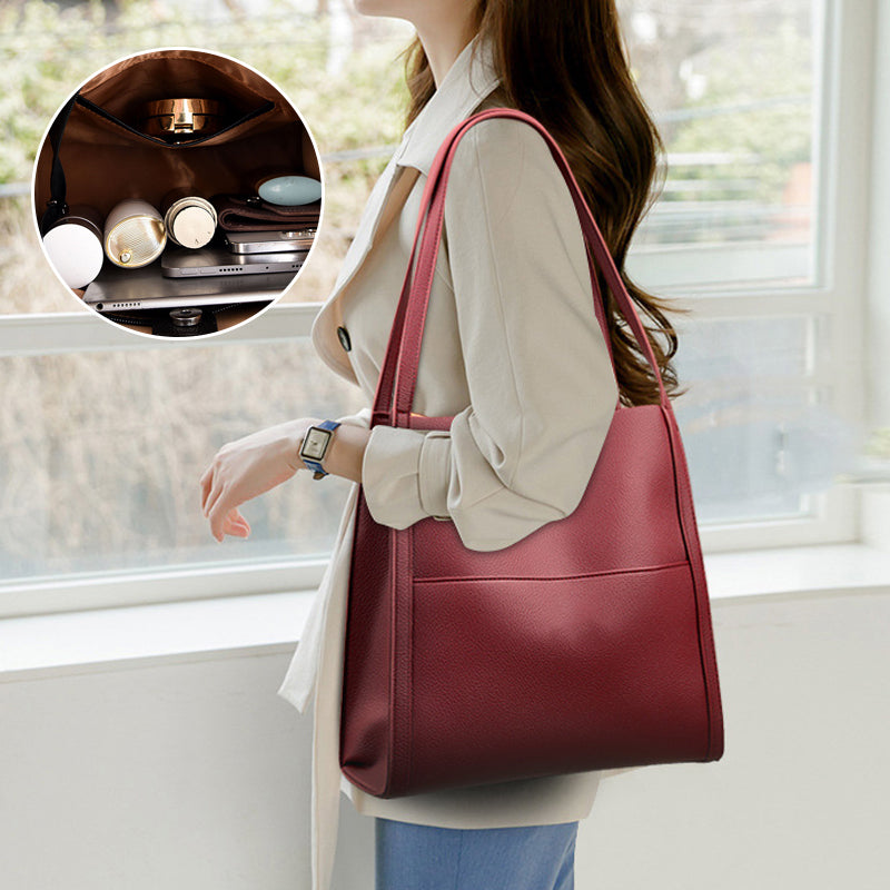 🔥👜👜【45% OFF】Veľkokapacitná jednoduchá jednofarebná jesenná mäkká kožená taška cez rameno