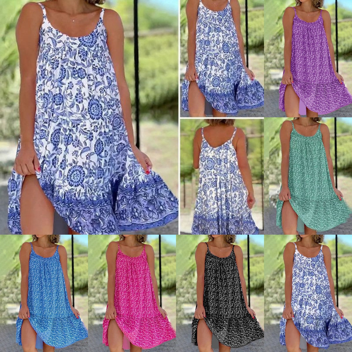 🔥💝【S-5XL】Ľahké a pohodlné šaty s kvetinovými popruhmi 3686288