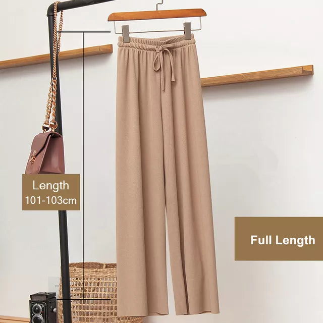💥🌸 Pantaloni largi casual pentru femei, pantaloni de vară, pantaloni largi moi cu talie înaltă