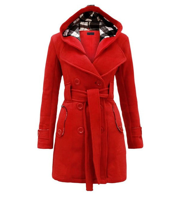 ✨【ZĽAVA 30 %】【S-3XL】Dámska stredne dlhá teplá bunda s kapucňou 3834907