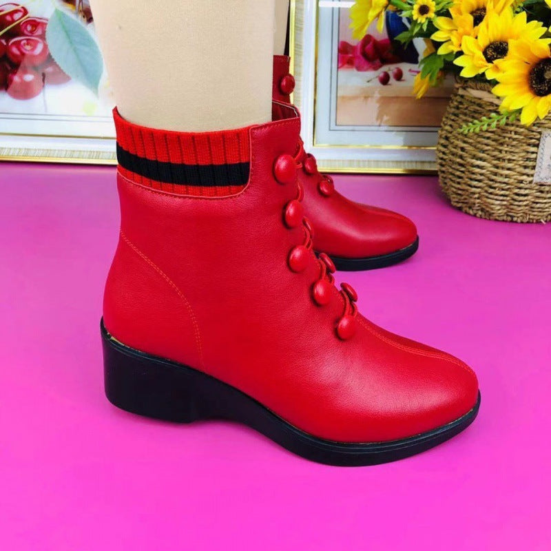 👢【35-41】2024 jeseň a zima obľúbené mäkké kožené dámske čižmy na šikmom opätku