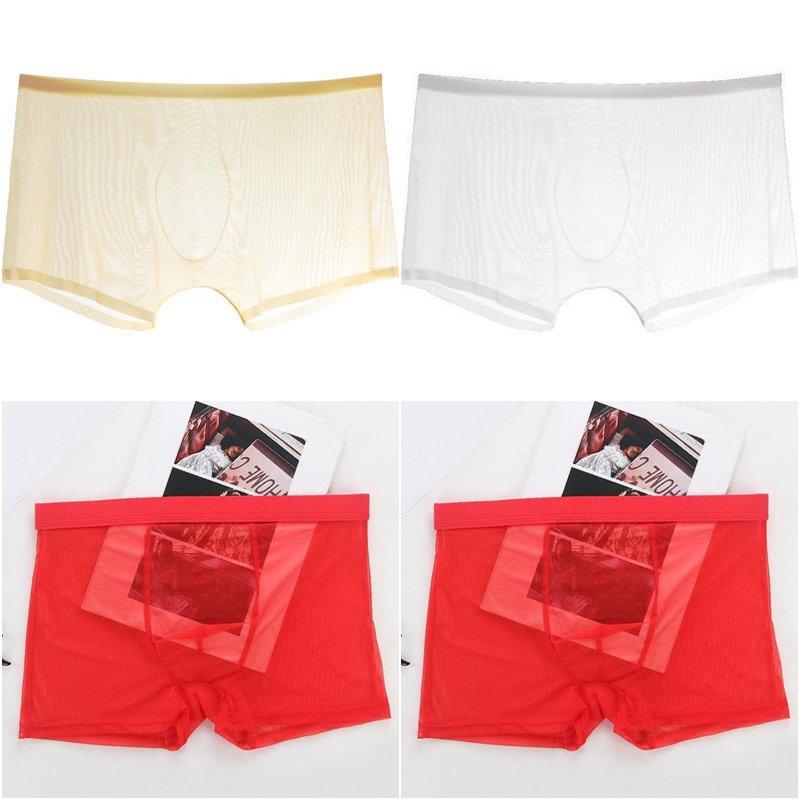 😍【Pachet de 8】Boxeri subțiri din plasă de mătase glacială, respirabili și sexy