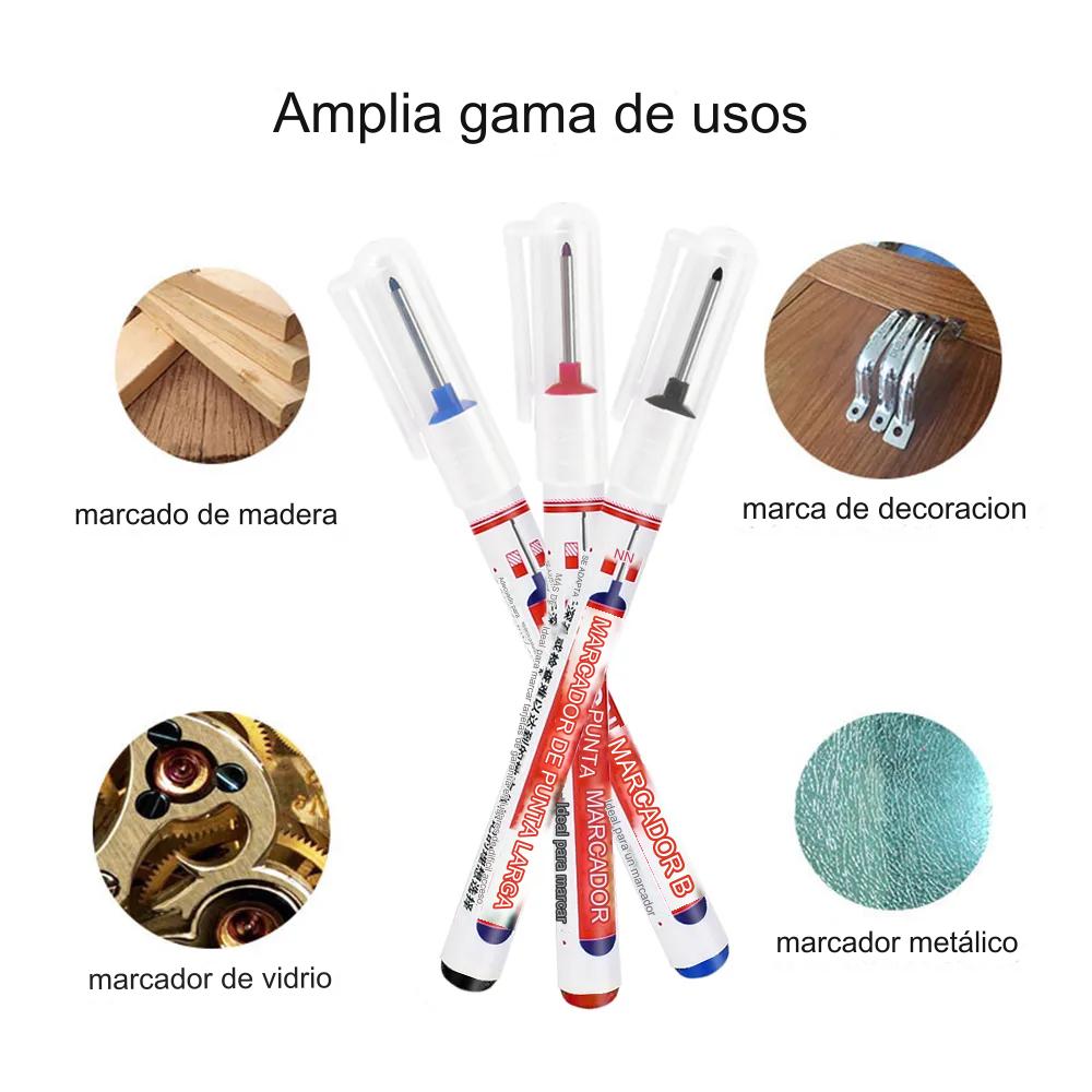 🔥【10 piezas】Bolígrafo de punta larga 20 mm, para carpintería con agujeros profundos, multiusos de cabeza larga aceitosa