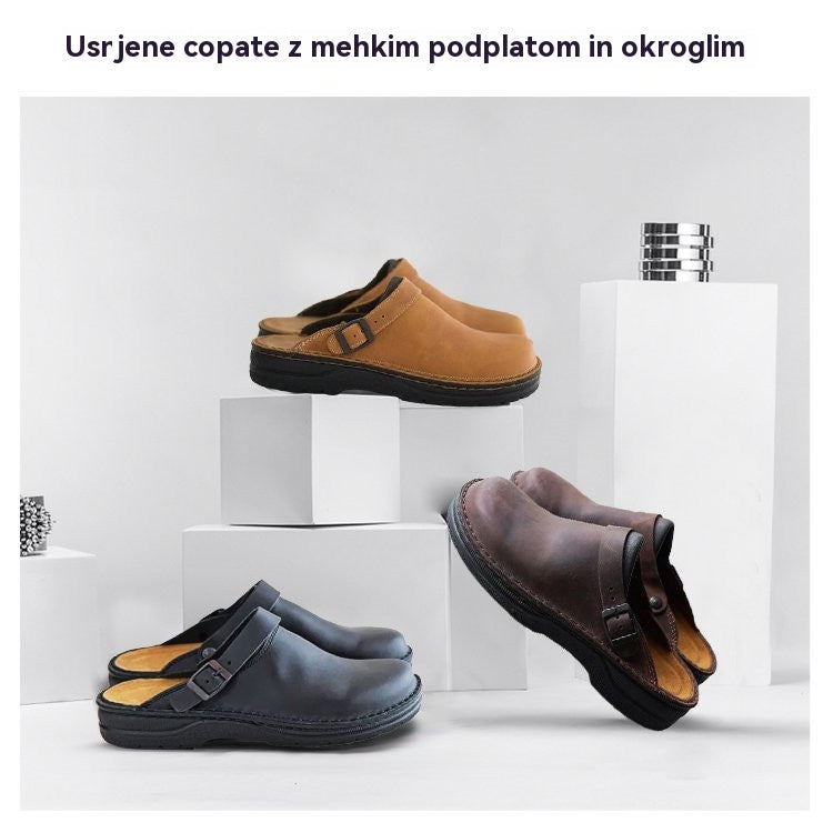 ✨【39–48】 😎Pánske ležérne a pohodlné kožené papuče s mäkkou podrážkou