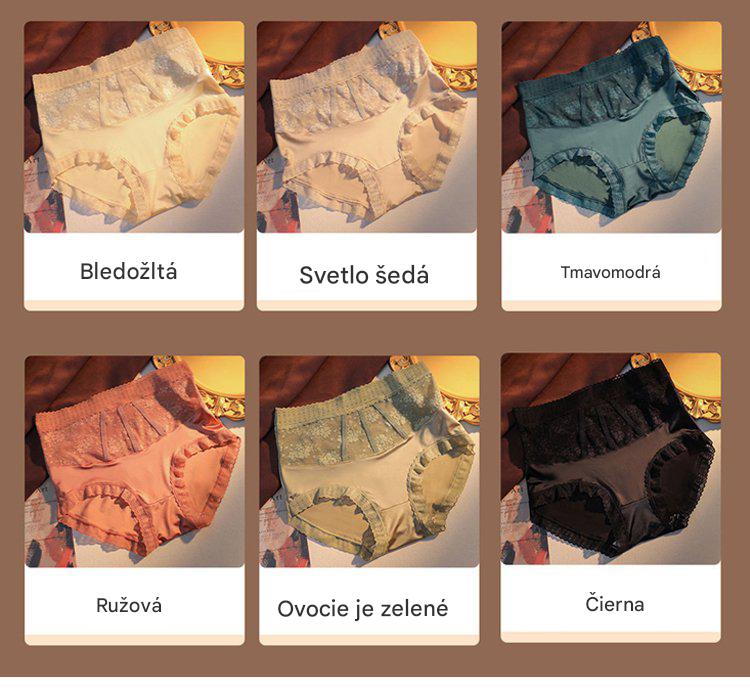 ✨🩲【6 kusov】Dámske bikiny s elastickým pásom a elegantnou čipkou - Vyrobené z chladivého ľadového hodvábu, s antibakteriálnymi a priedušnými vlastnosťami. Ľahkosť, pohodlie a štýl na celý deň!