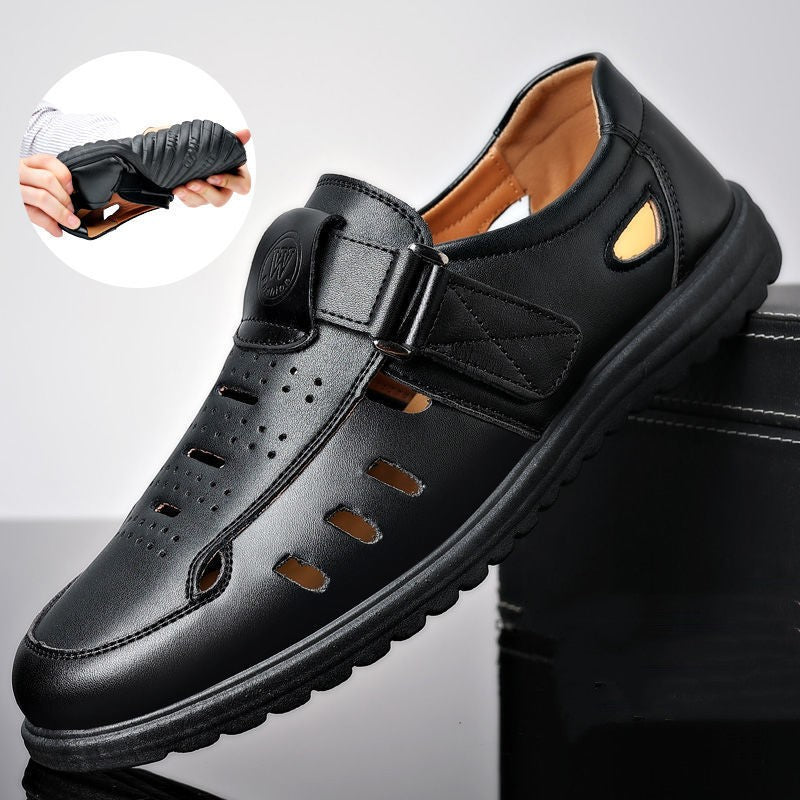 👞🧊 Pánske letné kožené sandále, kožené topánky Baotou, mäkké, priedušné 3710114