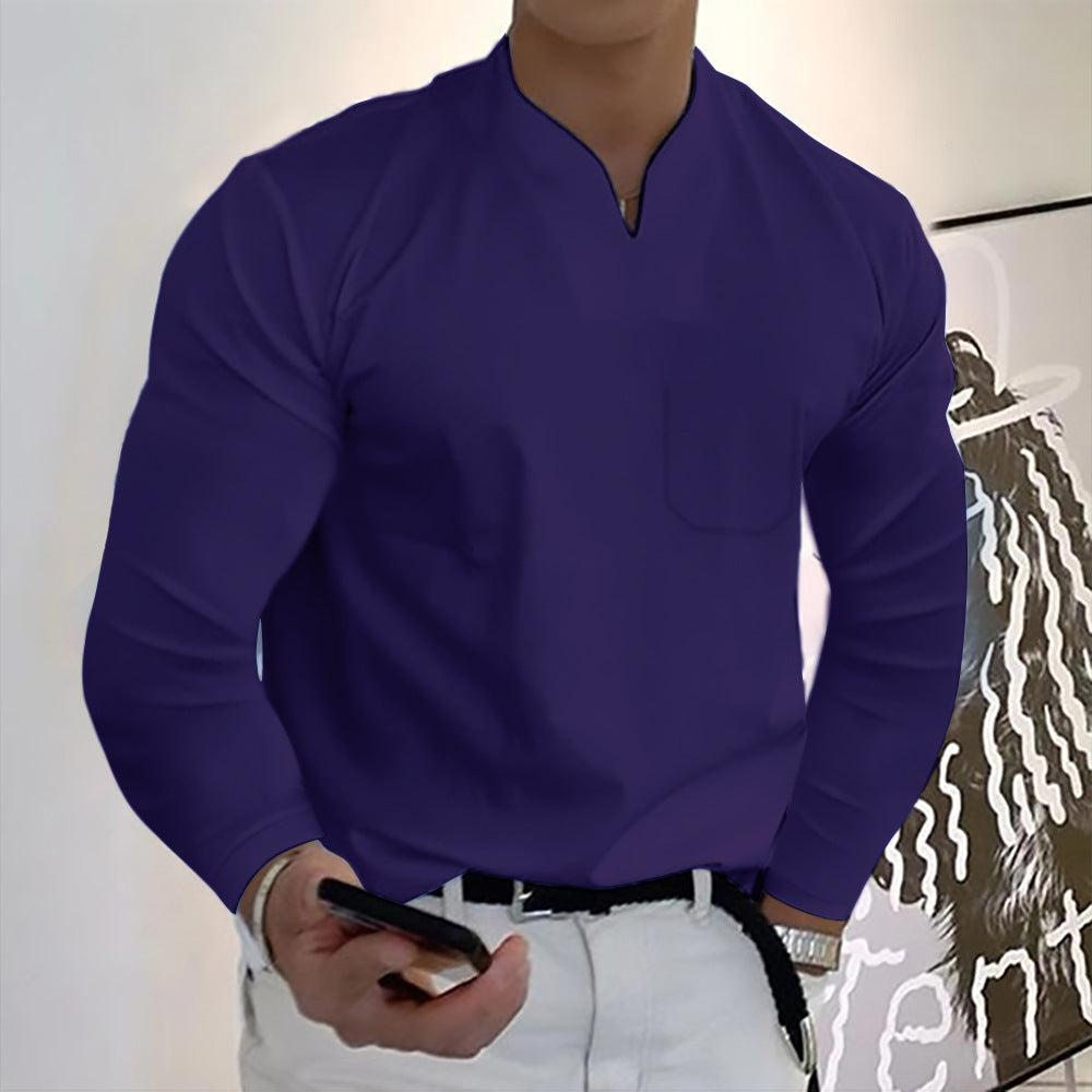 🔥🔥 【S-5XL】 Nové pánske elastické bavlnené tričko s výstrihom do V
