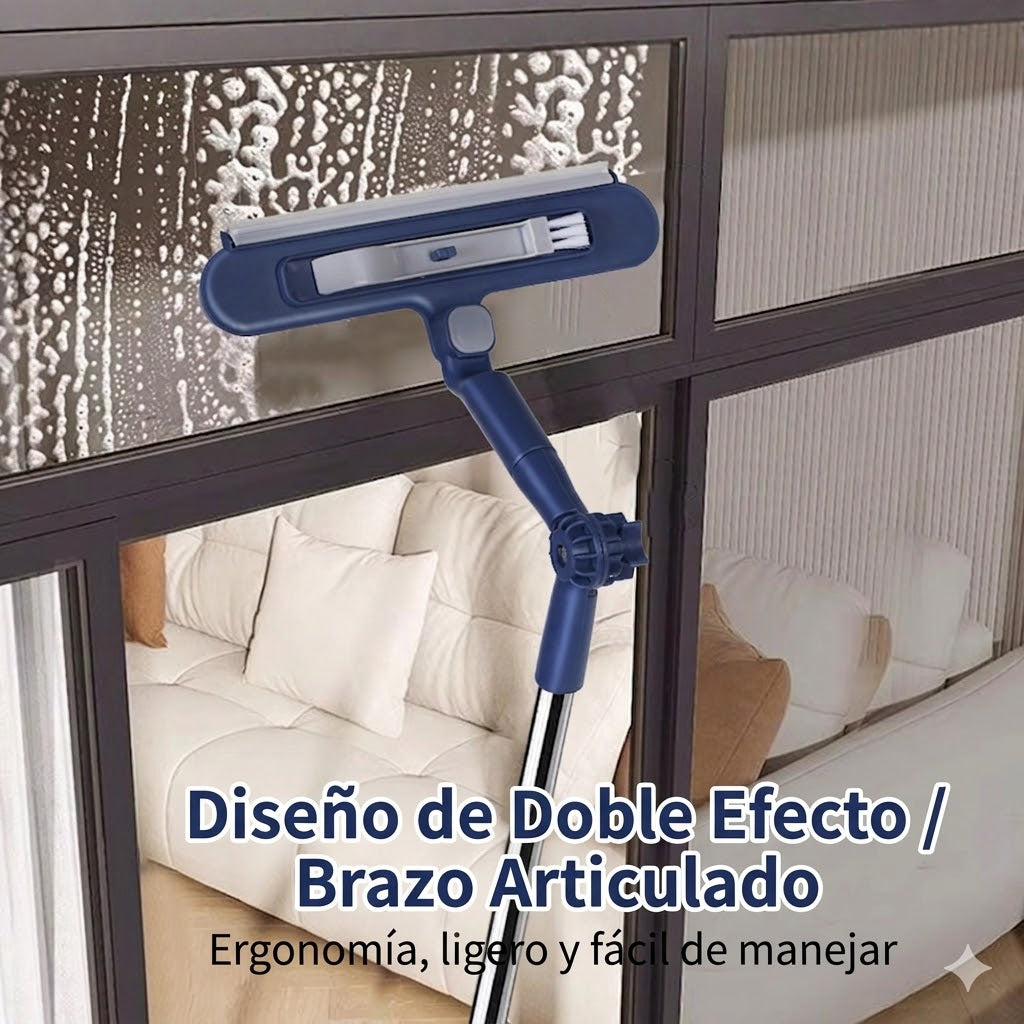 🧼✨ Limpiacristales 2 en 1 de doble cara con mango extensible para limpiar cristales en edificios altos.