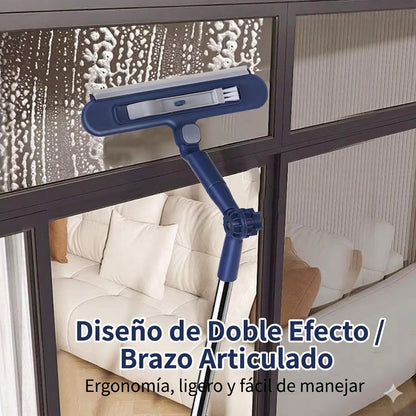 🧼✨ Limpiacristales 2 en 1 de doble cara con mango extensible para limpiar cristales en edificios altos.