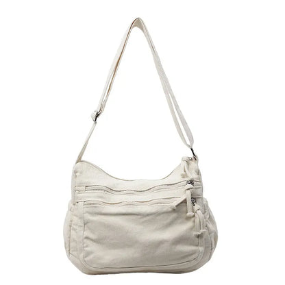 👜Oferta limitada: -55%✨Bolso bandolera de lona desgastada de gran capacidad: diseño con múltiples compartimentos con cremallera y correa ancha ajustable para el hombro.