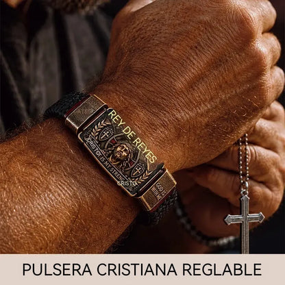 ✝️ Pulsera cristiana ajustable para hombre, de cuero trenzado con mensaje religioso sobre Jesús; joya de estilo retro y vintage, ideal como regalo conmemorativo.
