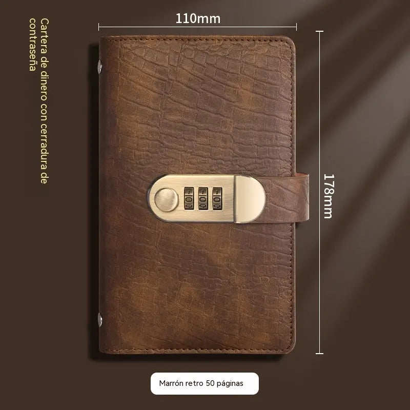 📓💰🔐Se utiliza una libreta protegida con contraseña para guardar cheques, dinero en efectivo, tarjetas bancarias y diversos comprobantes.