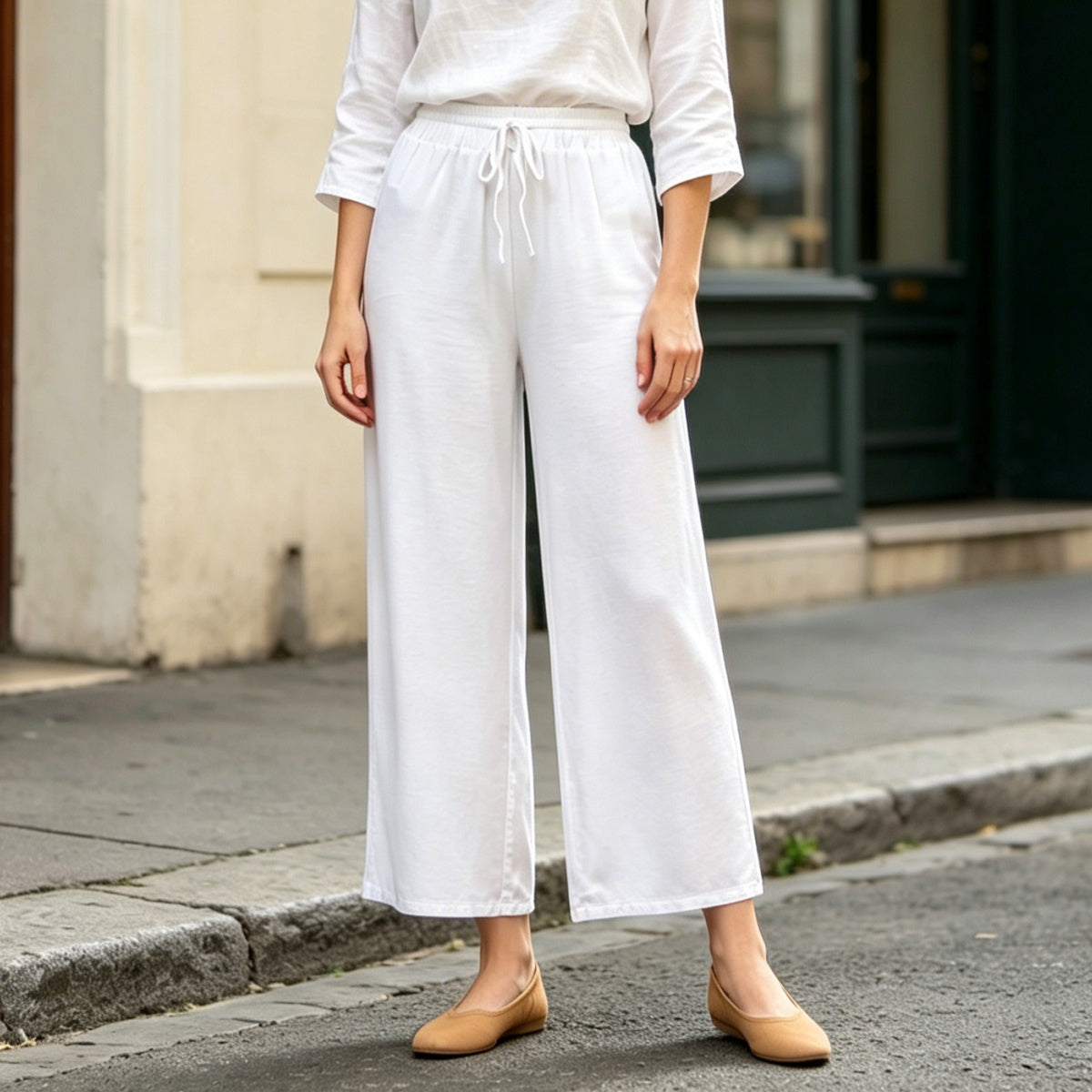 ✨Pantalones anchos, suaves como nubes, de talle alto, pierna recta y corte elástico, estilo casual.